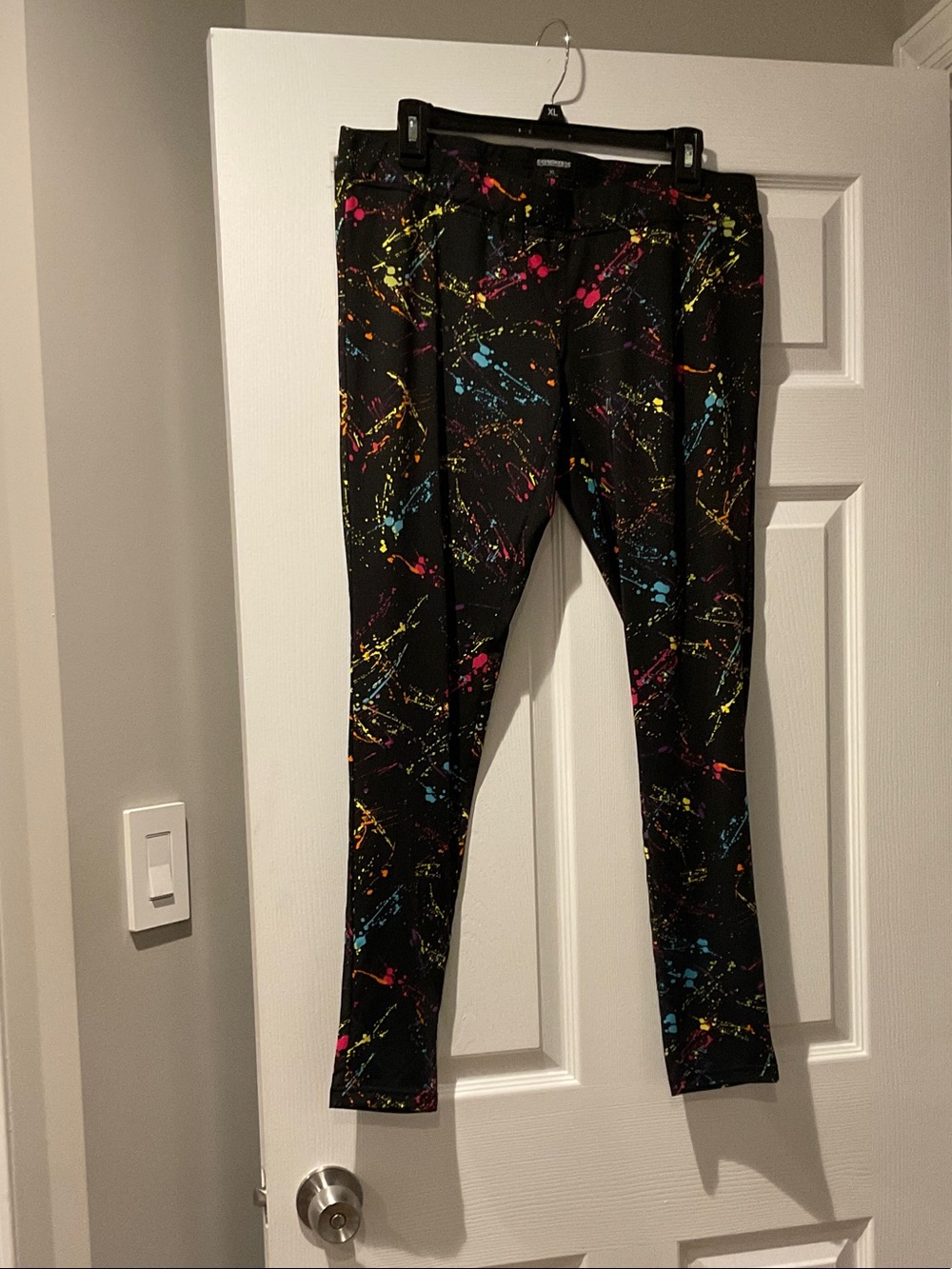 Black Leggings with Neon Paint Splatter